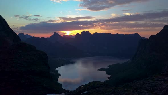 Dawn in the Mountains in the Lofoten Islands