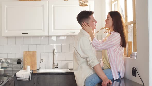 Young Couple Gets Pleasure From Kissing