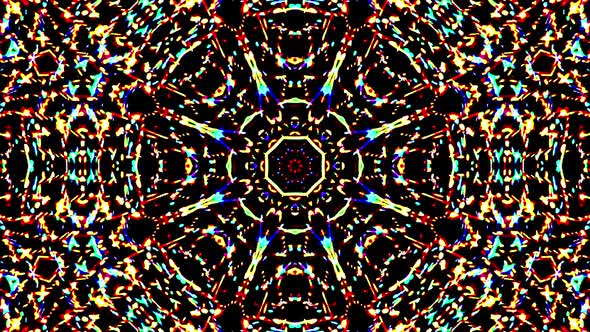 Bright abstract light governing full color, kaleidoscope, black background