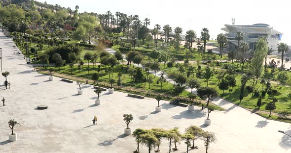 Batumi. Beautiful view of the new park, hotels, shopping center.