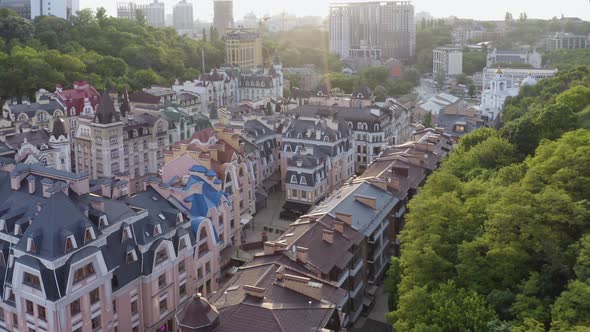 Aerial View of Colored European Buildings and Trees