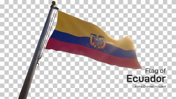 Ecuador Flag on a Flagpole with Alpha-Channel