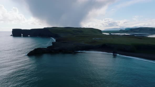 Iceland Black Sand Beach with Huge Waves at Reynisfjara Vik