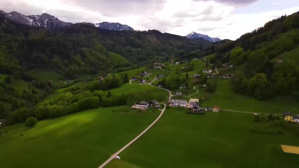 Beautiful view on the Mountains and a Village Drone Video