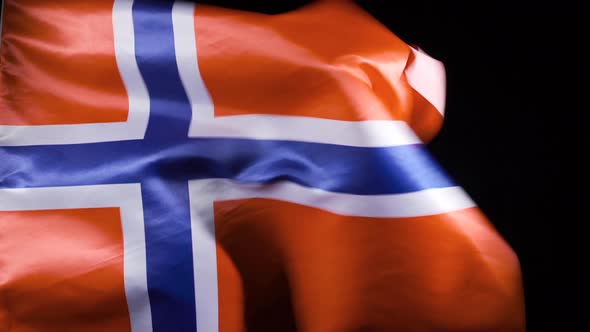 National Norwegian Flag. Black background.