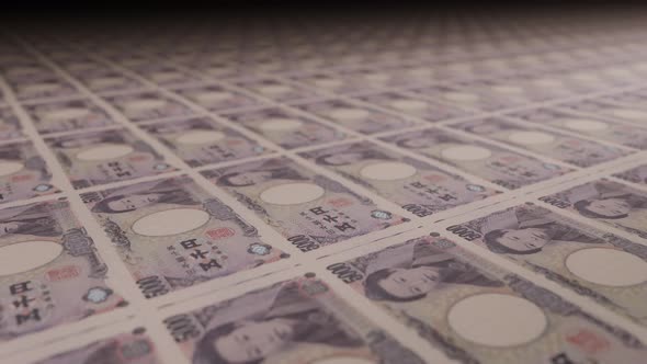 5000 Japanese Yen bills on money printing machine.