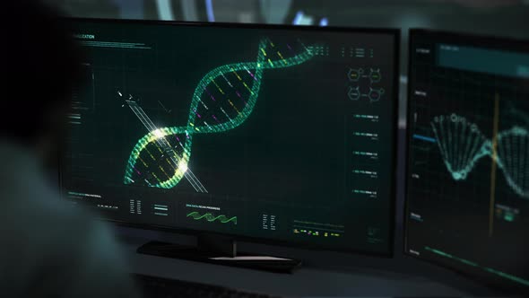 Analysis Of Spiral DNA Strand In Modern Medical Research Laboratory Software alt