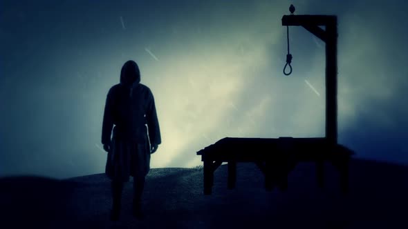 Executioner And A Gallows Under Rain