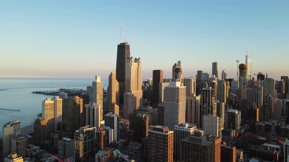 Chicago Cityscape at Sunset  Aerial View