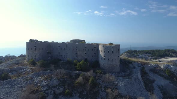 Aerial View of Kosmac Fortress Located on the Budva-Cetinje Road