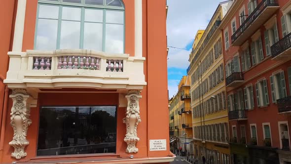 Ancient Colorful Architecture on Massena Place Nice, Buildings on French Street