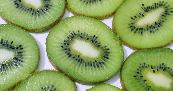 Lots of Sliced Kiwi are Spinning