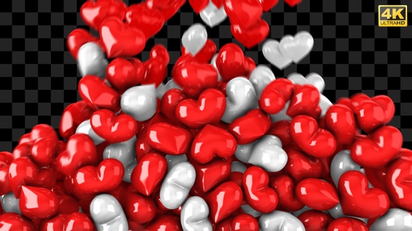 Red and White Heart Falling