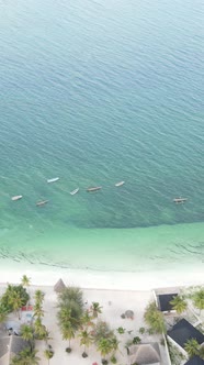 Tanzania  Vertical Video of the Ocean Near the Coast of Zanzibar Slow Motion