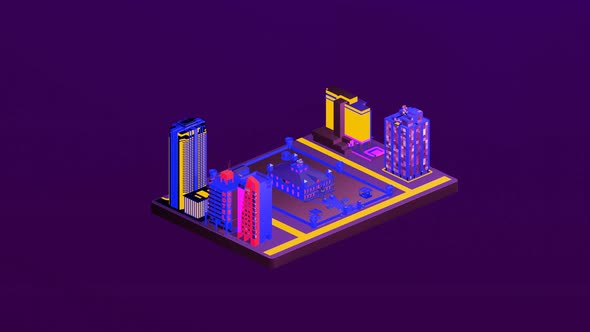 Isometric castle in the middle of the city