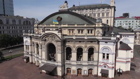 Kyiv. Ukraine: National Opera of Ukraine. Aerial View, Slow Motion