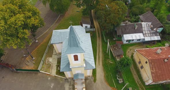 Panoramic Aerial Drone View of Small Town
