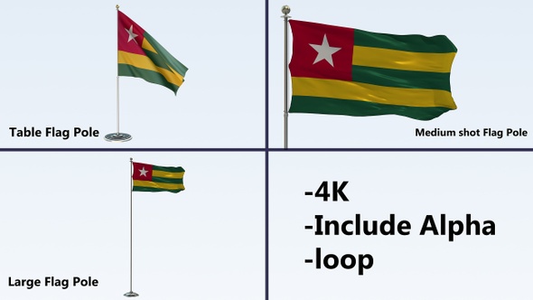 Togo Flag Pole Pack 4k-Loop