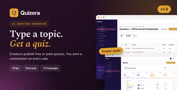 Quizora – AI Quiz & Exam SaaS Platform with Payments and Certificates