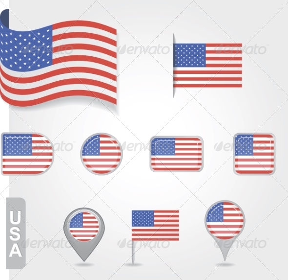 USA Flag Icon Set