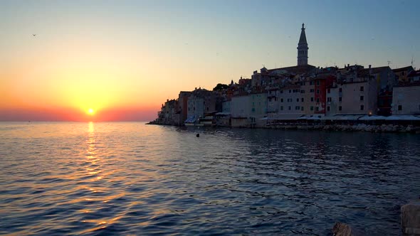 Sunset at Rovinj, Croatia in Panoramic View