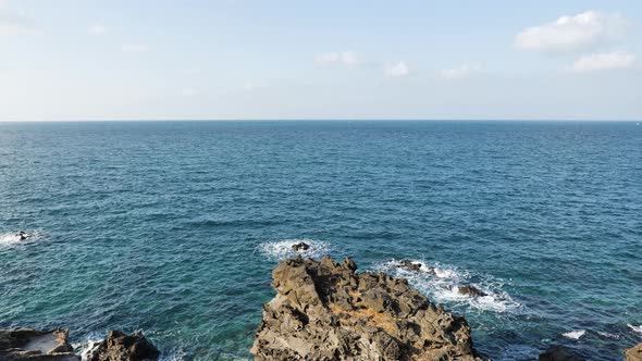 Panoramic sea scenery and horizon. Jeju Island.