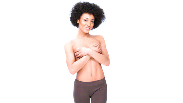 Beautiful Topless Young African American Woman