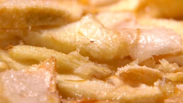 Super Close-up of Delicious Homemade French Apple Pie Slices