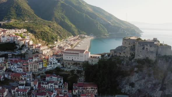 Aerial view of castle of Chianalea, Scilla. Calabria Italy