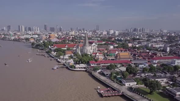 Temples Aerial View in Bangkok in Thailand