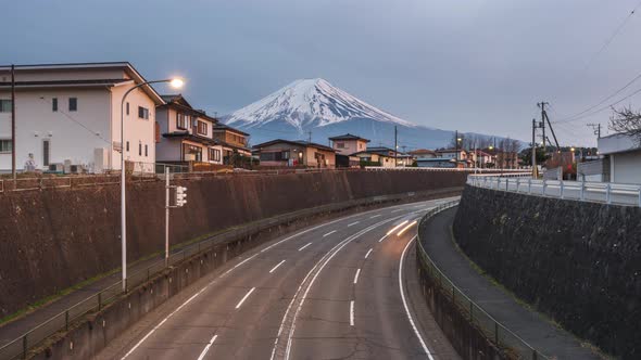 Mt. Fuji, Japan Over Roads