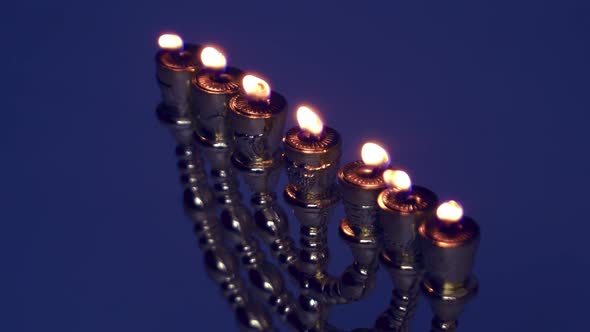 Golden Menorah shines in the dark