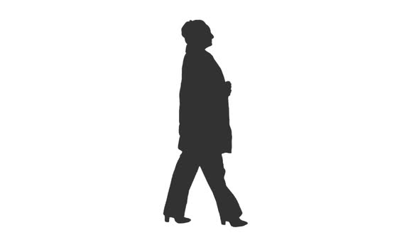 Silhouette of an Elegant Woman Walking in the Street, Alpha Channel