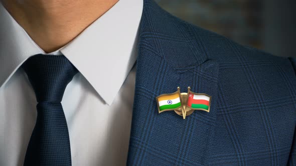 Businessman Friend Flags Pin India Oman