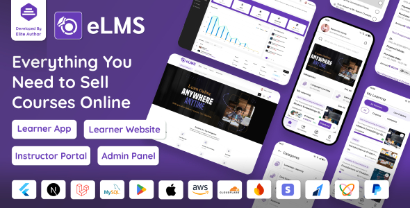 eLMS | Online Learning Management System | Flutter App, Laravel Admin Panel & Next.js Website
