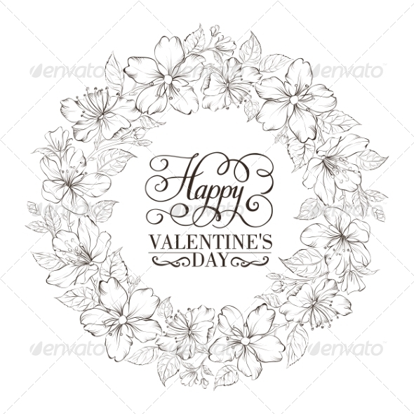 Floral Wreath Valentine Design