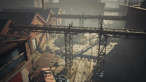 Abandoned Factory with Concrete Ruins in Industrial District alt