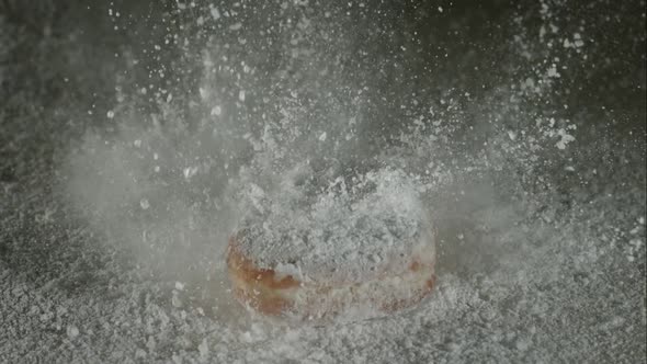 Doughnuts falling and bouncing in ultra slow mo 1500fps - reflective surface - DOUGHNUTS PHANTOM 