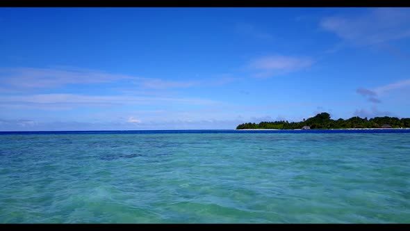 Aerial top view abstract of tranquil bay beach voyage by blue sea with white sand background of a da