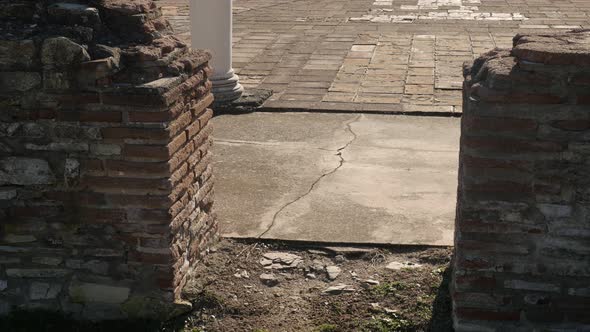 GAMZIGRAD, SERBIA - DECEMBER 25, 2017 Tilting on  Felix Romuliana buildings  made of bricks built by