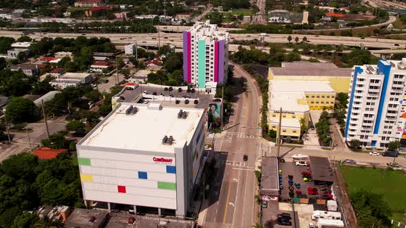 Stock B Roll Aerial Drone Video Wynwood Miami 4k 60fps