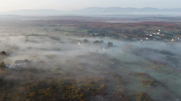 Aerial View of Lough Fad in the Morning Fog County Donegal Republic of Ireland