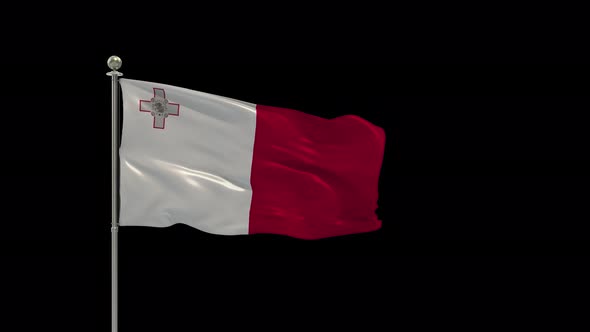 Malta Looping Of The Waving Flag Pole With Alpha