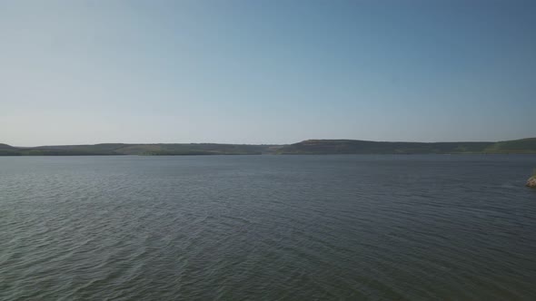 Beautiful Scenery of Dniester River Among Green Hills