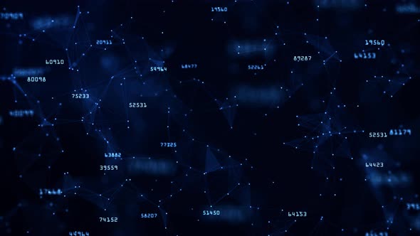 Algorithms and Data Structure concept with animating numbers and connected dots and lines