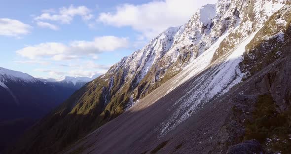 Epic aerial footage of the Summit of Arthur's Pass in the Southern Alps New Zealand.