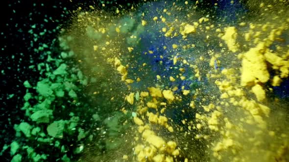 Color Mix Slow Motion of Colored Powder