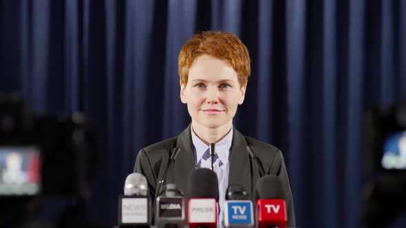 Portrait of Female Politician at Press Conference