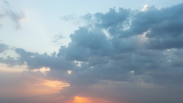 Dramatic Sunset With Clouds, Orange, Evening, Timelapse, 4k