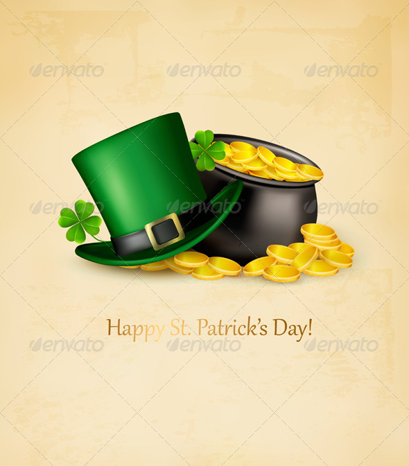 Saint Patricks Day Background with Clover Leaves
